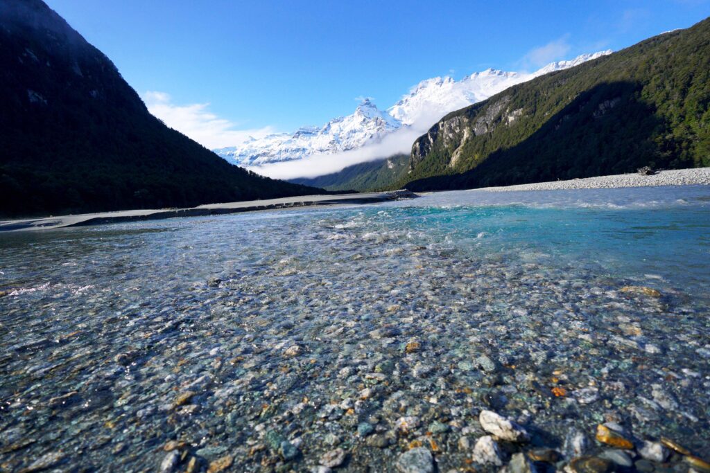 Ponamu visible through the crystal clear waters of the Dart River. Photo: Harmeet Sehgal